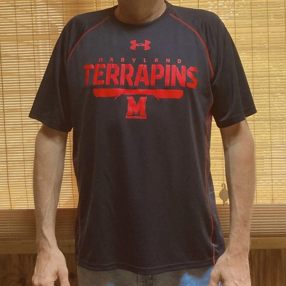 UNDER ARMOUR Maryland Terrapins Heatgear Loose T-shirt Short Sleeve Mens Large - Picture 6 of 13